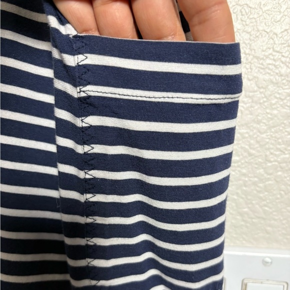 Toad&Co Organic Cotton Samba Muse Navy/White Striped Dress w Side Cinch, Pocket - Picture 11 of 13